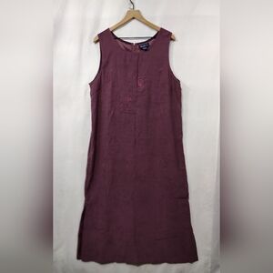 Vintage Blue J. Embroidered Maxi Dress Women's XL Burgundy Cottagecore Retro